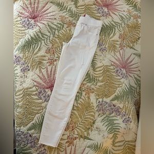 Spanx ankle skinny jeans, white with distressing